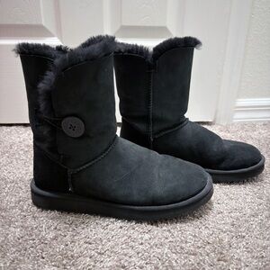 UGG Black Ankle Boots with Button Detail